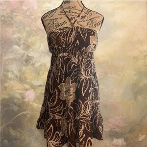 y2k No Boundaries Strapless Brown Floral Dress